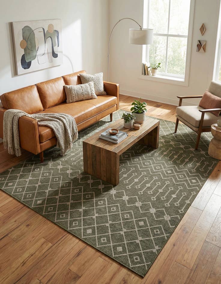 Detail image of  7' 10 x 10'  Washable Lattice Indoor / Outdoor Rug