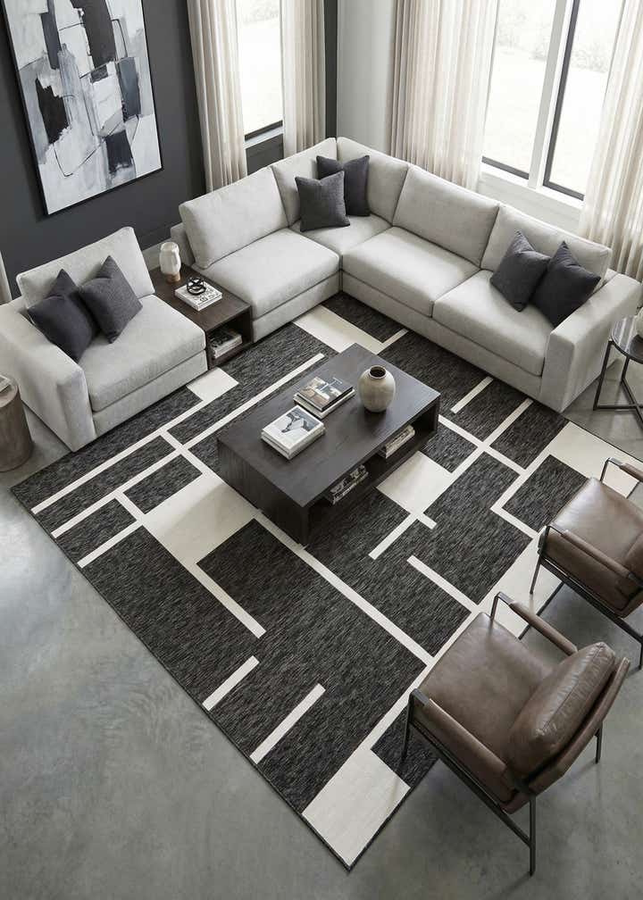 10' x 10' Easy-Clean Modern Indoor / Outdoor Square Rug