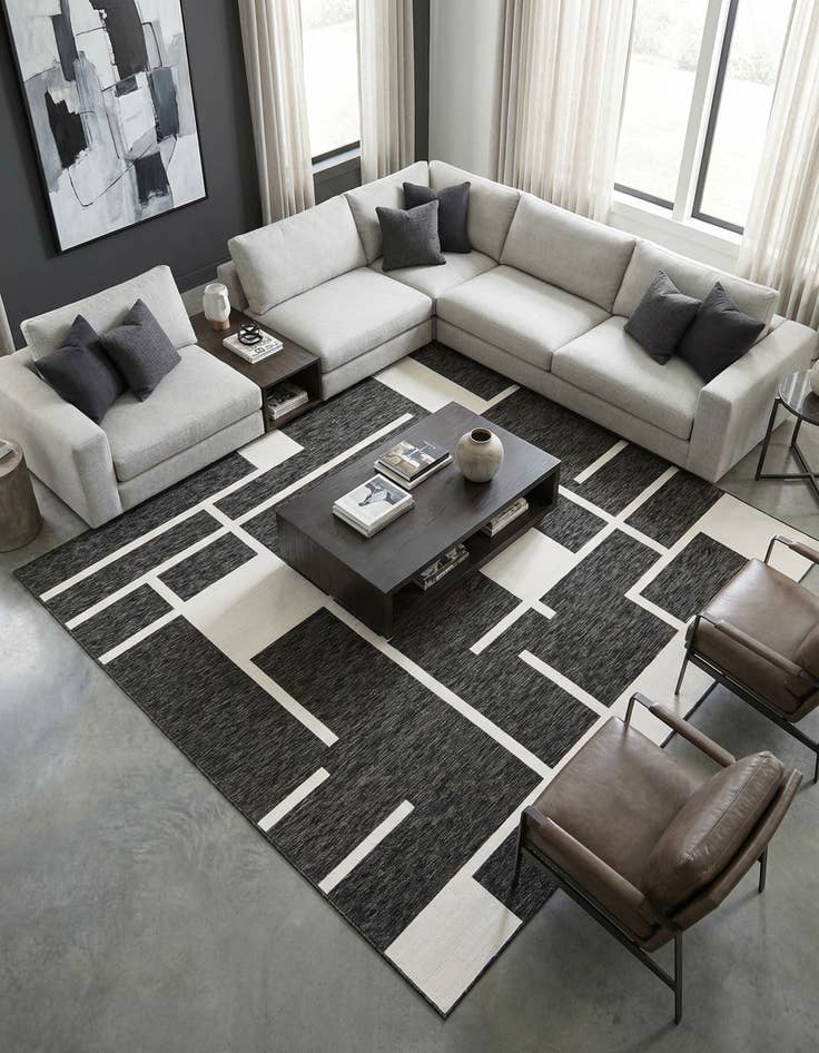 Detail image of 10' x 10' Easy-Clean Modern Indoor / Outdoor Square Rug