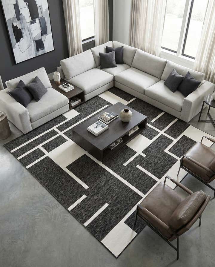 10' x 10' Easy-Clean Modern Indoor / Outdoor Square Rug