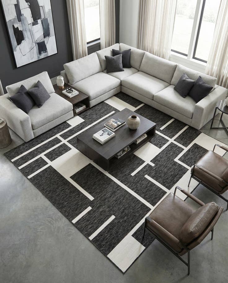 Detail image of 10' x 10' Easy-Clean Modern Indoor / Outdoor Square Rug