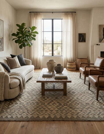 5' 5 x 6' 10 Hand Woven Kilim Maymana Wool Rug