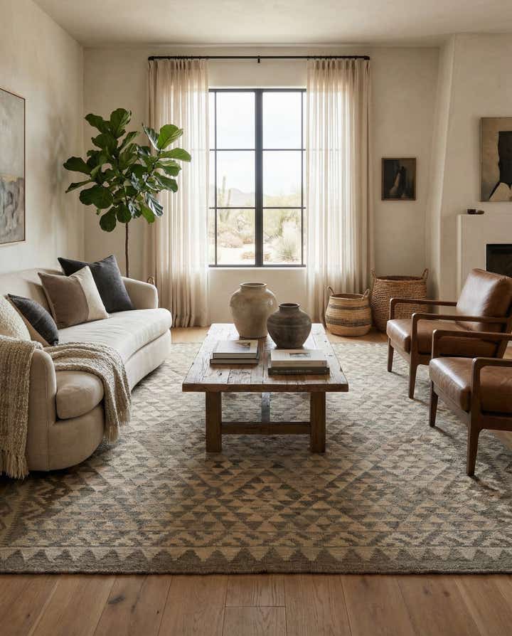 5' 5 x 6' 10 Hand Woven Kilim Maymana Wool Rug