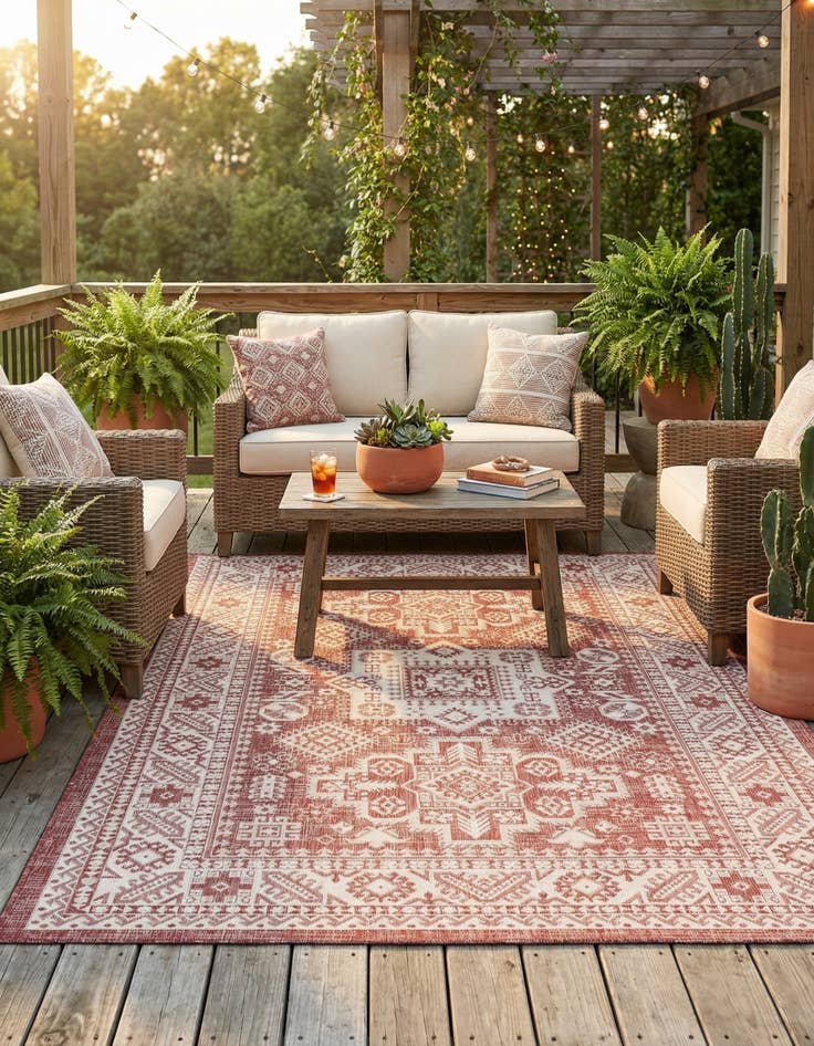 Detail image of 6' x 9'  Washable Aztec Indoor / Outdoor Rug