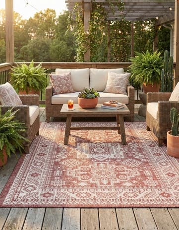 6' x 9' Easy-Clean Aztec Indoor / Outdoor Rug