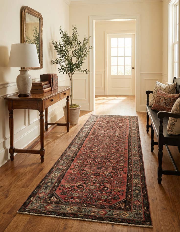 Detail image of  3' 5 x 9' 8  Hand Knotted Hossainabad Persian Wool Runner Rug