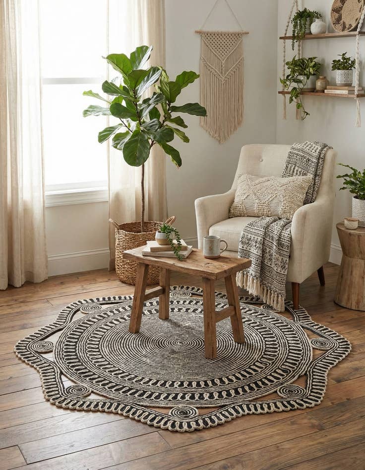 Detail image of 5' 1 x 5' 1  Hand Braided Jute Round Rug