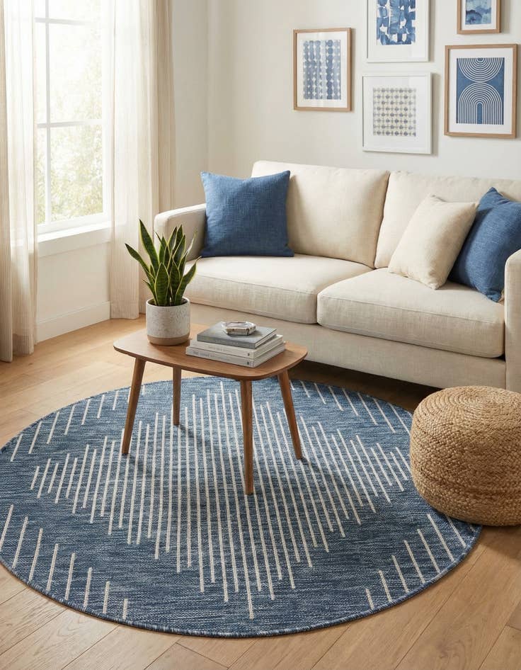 Detail image of 4' x 4' Easy-Clean Modern Indoor / Outdoor Round Rug