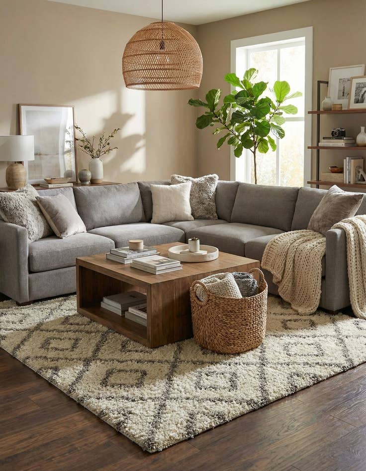 Detail image of  10' x 10' Lattice Shag Square Rug