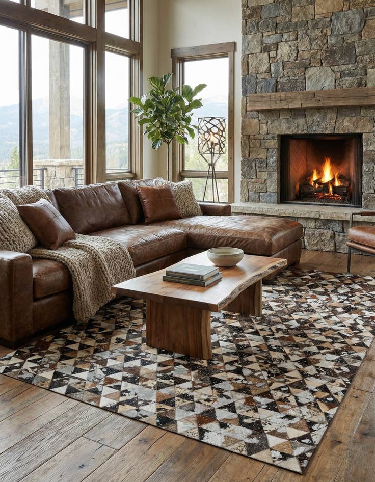 Detail image of  5' 1 x 7' 9 Cowhide - Patchwork Rug