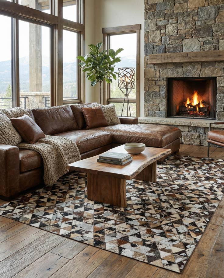 Detail image of 5' 1 x 7' 9 Cowhide - Patchwork Rug