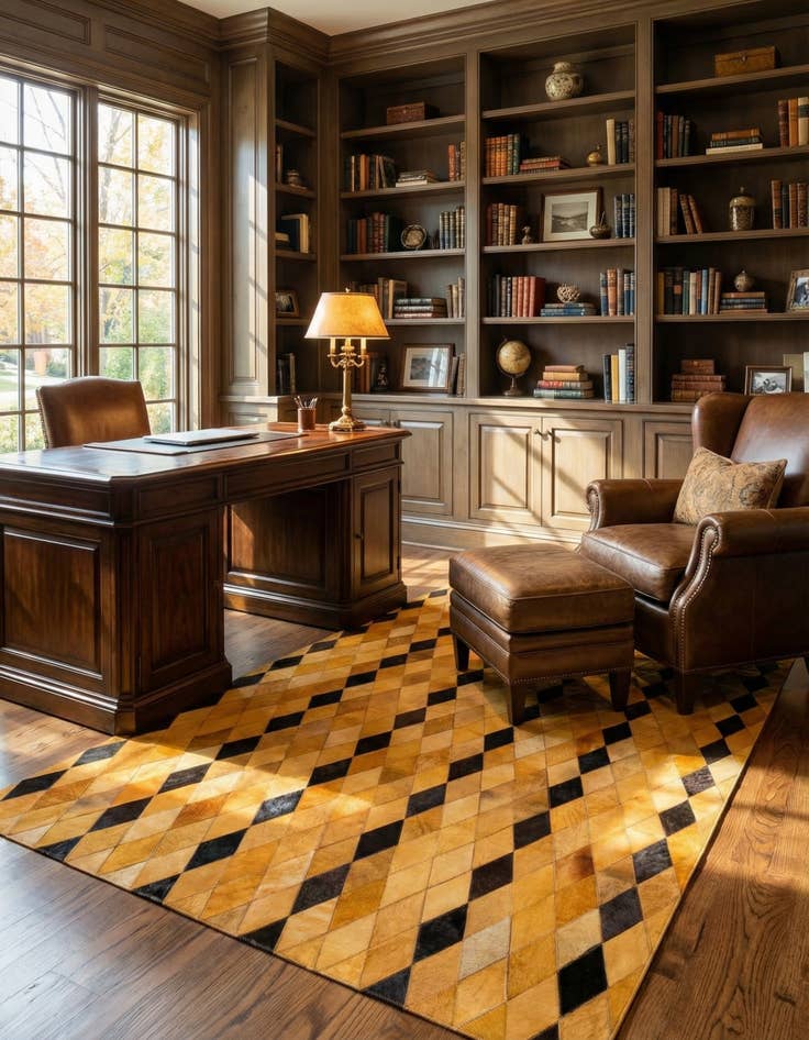 Detail image of 5' 1 x 8' Cowhide Stocks Rug