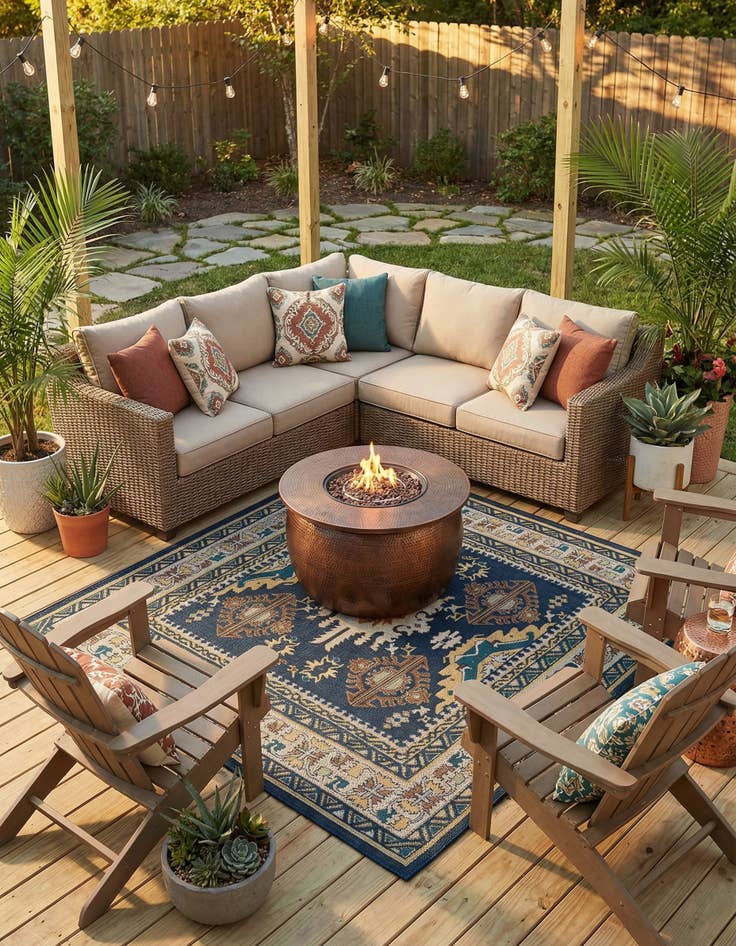 Detail image of 7' 10 x 7' 10  Washable Baja Indoor / Outdoor Square Rug