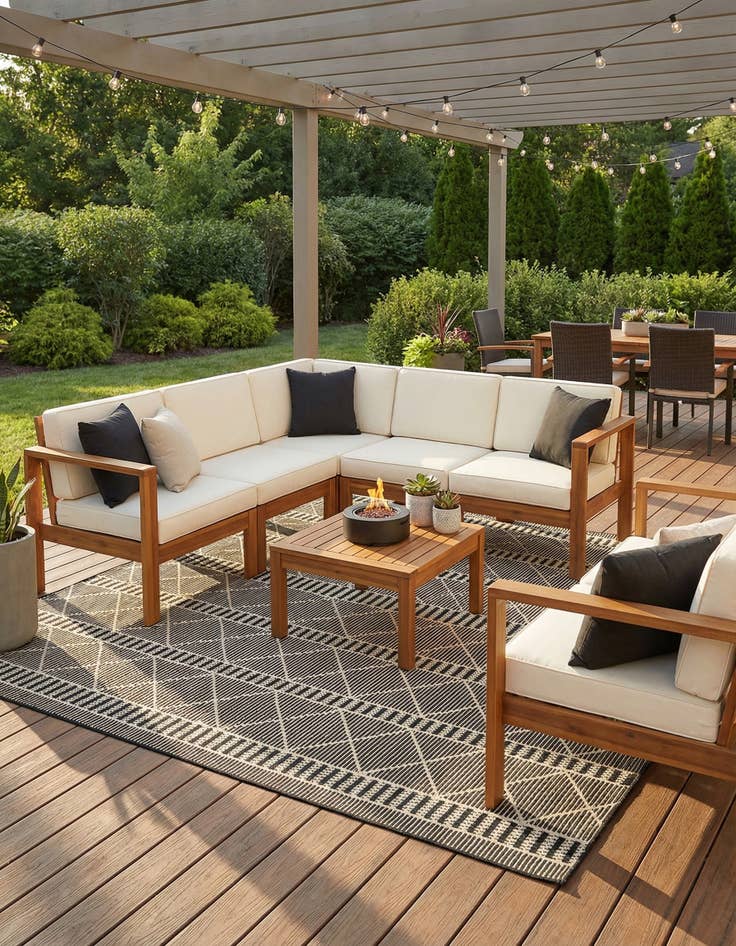 Detail image of 10' x 10'  Washable Trellis Indoor / Outdoor Square Rug