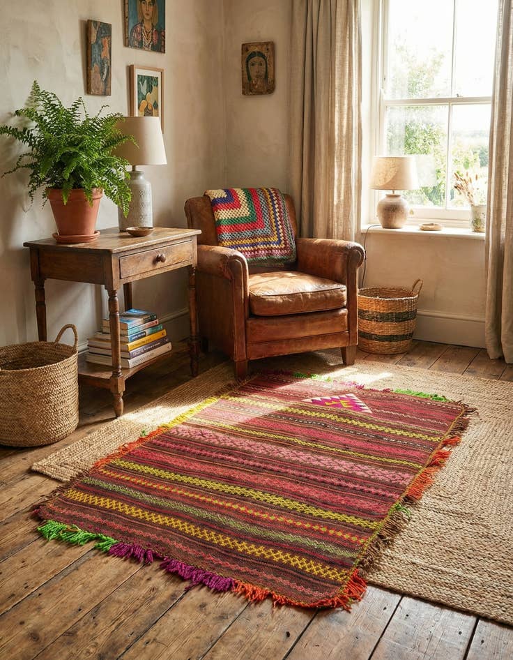 Detail image of 3' 3 x 4' 3  Hand Woven Kilim Fars Wool Rug