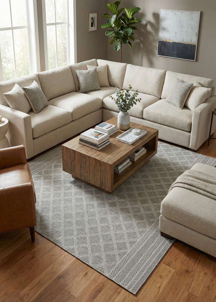 7' 10 x 7' 10 Easy-Clean Trellis Indoor / Outdoor Square Rug