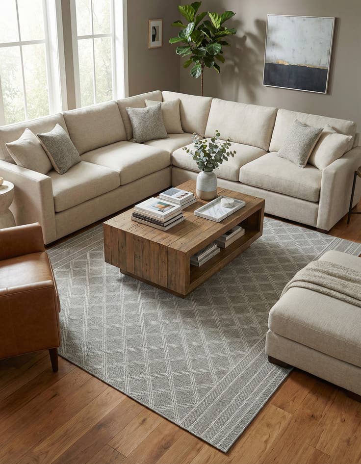 Detail image of  7' 10 x 7' 10  Washable Lattice Indoor / Outdoor Square Rug