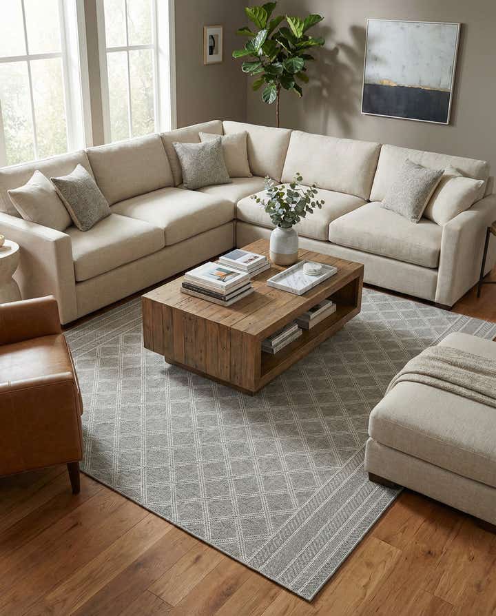 7' 10 x 7' 10 Easy-Clean Trellis Indoor / Outdoor Square Rug