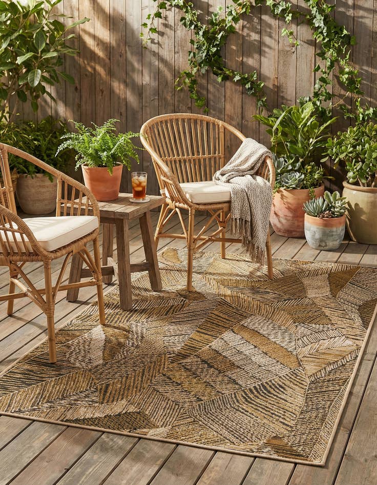 Detail image of  3' 3 x 5' 3  Washable Botanical Indoor / Outdoor Rug