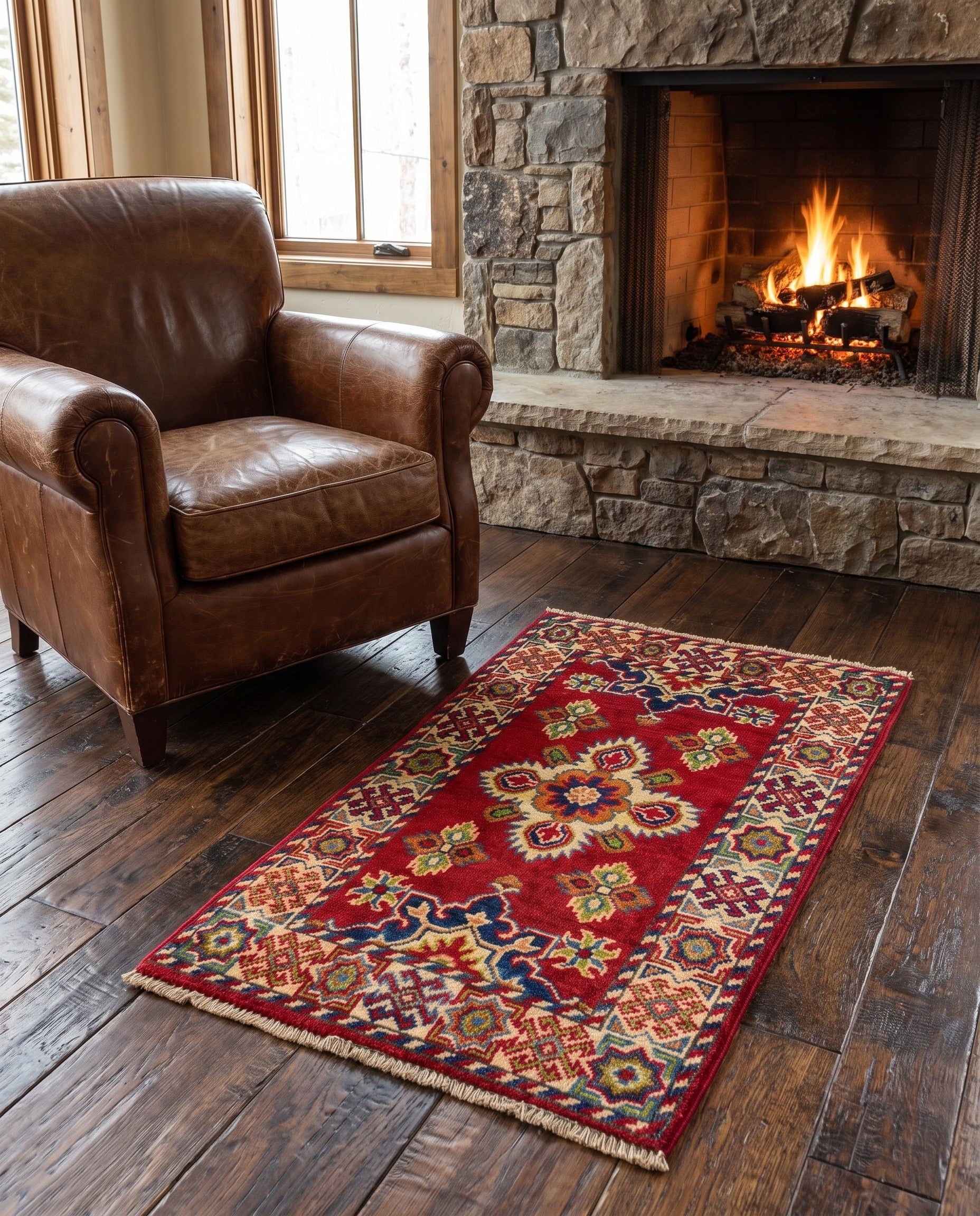 1' 11 x 3' 1 Hand Knotted Kazak Rug