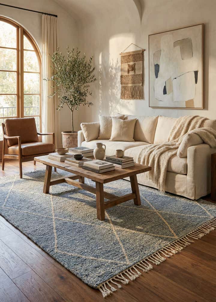 6' 10 x 9' 5 Hand Knotted Moroccan Wool Rug