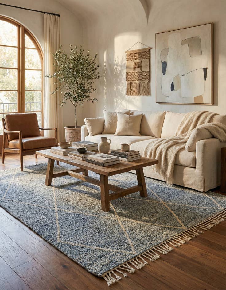 Detail image of 6' 10 x 9' 5  Hand Knotted Moroccan Wool Rug