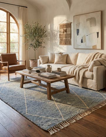 6' 10 x 9' 5 Hand Knotted Moroccan Wool Rug