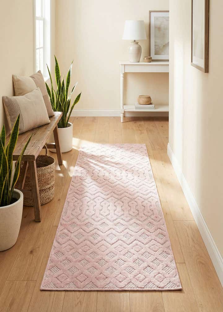 2' x 6' Easy-Clean Trellis Textured Indoor / Outdoor Runner Rug
