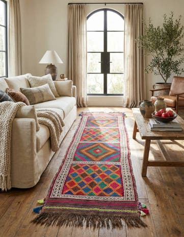 2' 1 x 7' 9 Hand Knotted Kilim Fars Persian Wool Runner Rug