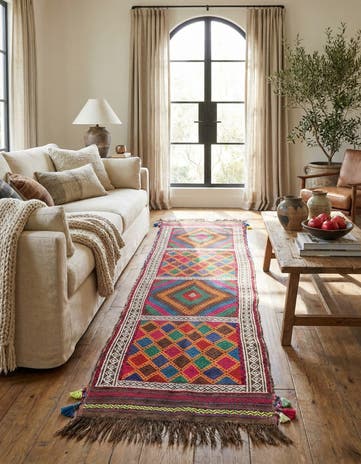 2' 1 x 7' 9 Hand Knotted Kilim Fars Persian Wool Runner Rug