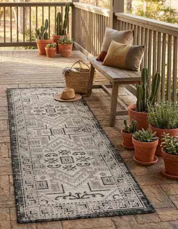 2' x 6' Easy-Clean Aztec Indoor / Outdoor Runner Rug