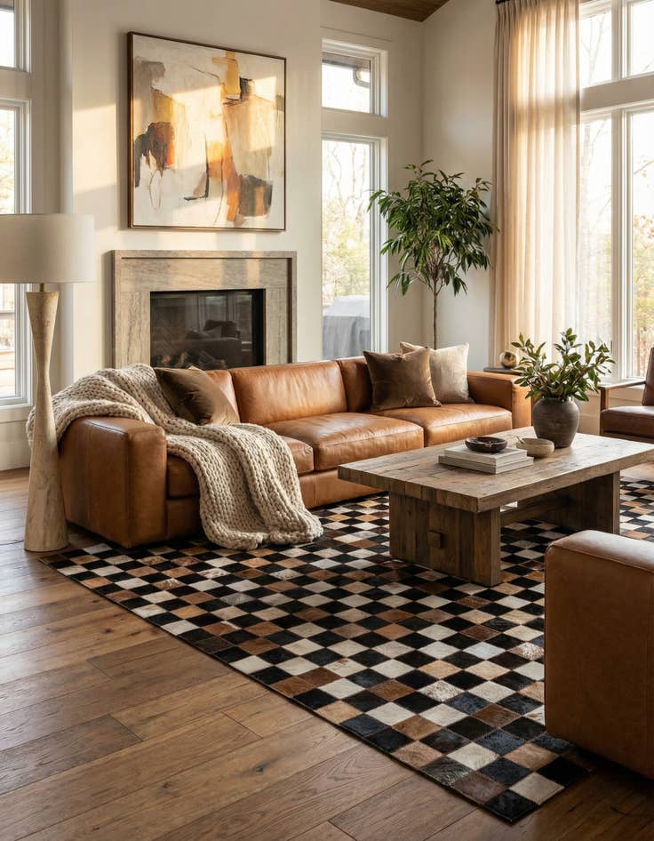 Detail image of 5' x 8' Cowhide Leather Rug