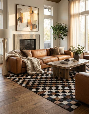 5' x 8' Cowhide Leather Rug