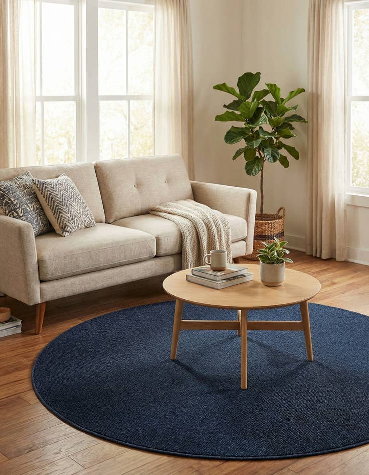 Detail image of 5' 3 x 5' 3  Washable Solid Indoor / Outdoor Round Rug