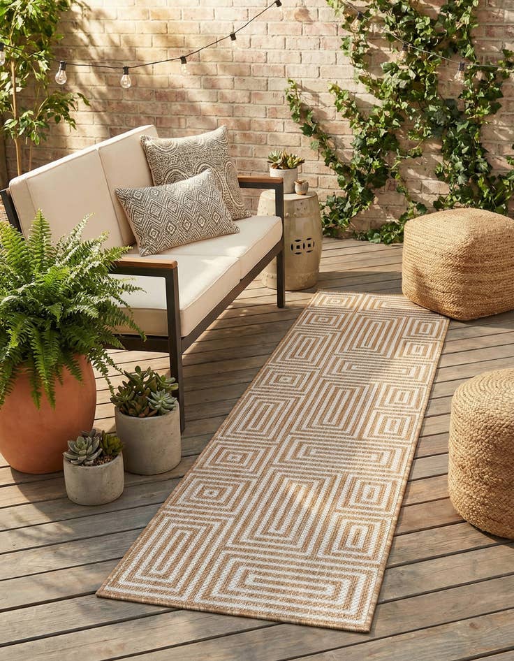 Detail image of 2' x 8'  Washable Modern Indoor / Outdoor Runner Rug