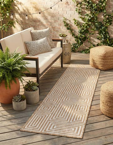 Taupe Easy-Clean Modern Indoor / Outdoor Runner Rug