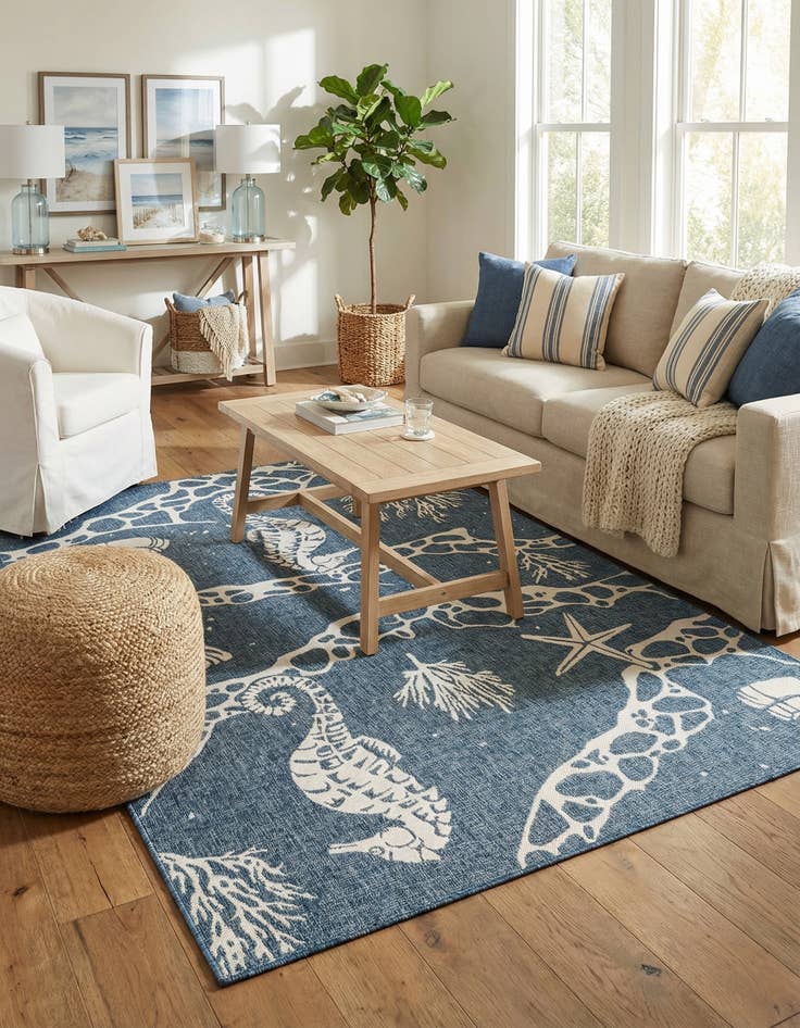 Detail image of  6' x 9'  Washable Coastal Indoor / Outdoor Rug