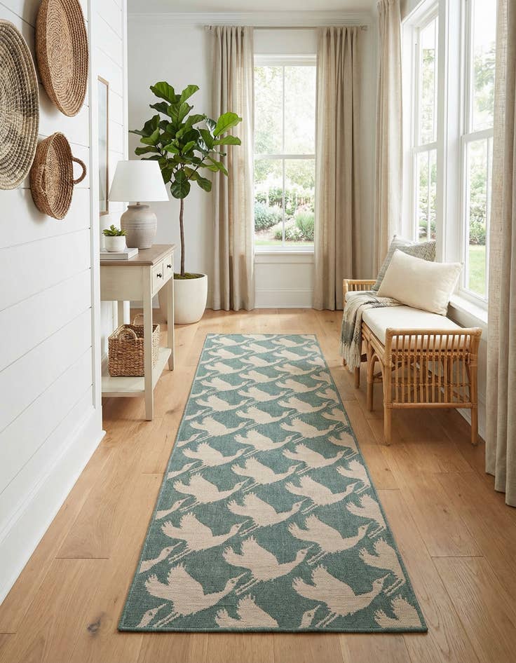 Detail image of  2' 7 x 12'  Washable Coastal Indoor / Outdoor Runner Rug