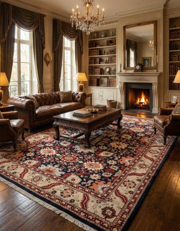 8' 2 x 11' 11 Hand Knotted Indo Tabriz Wool Rug