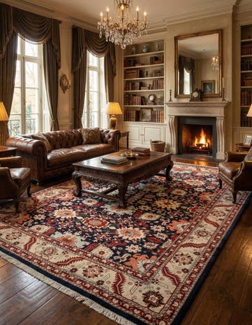 8' 2 x 11' 11 Hand Knotted Indo Tabriz Wool Rug