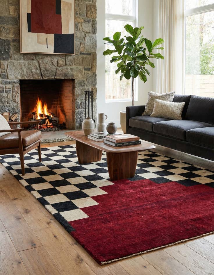 Detail image of  6' 9 x 9' 10  Hand Knotted Kashkuli Gabbeh Wool Rug