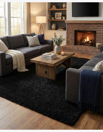 Onyx Black Infinity Shag Rug