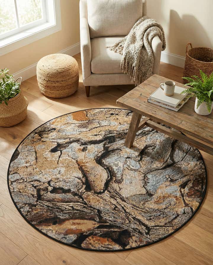 4' x 4' Easy-Clean Modern Indoor / Outdoor Round Rug