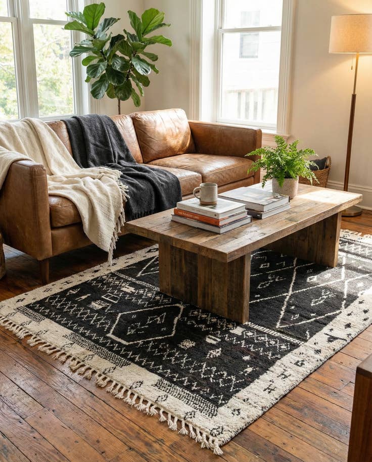 Detail image of 5' 3 x 8' 3 Hand Knotted Moroccan Wool Rug