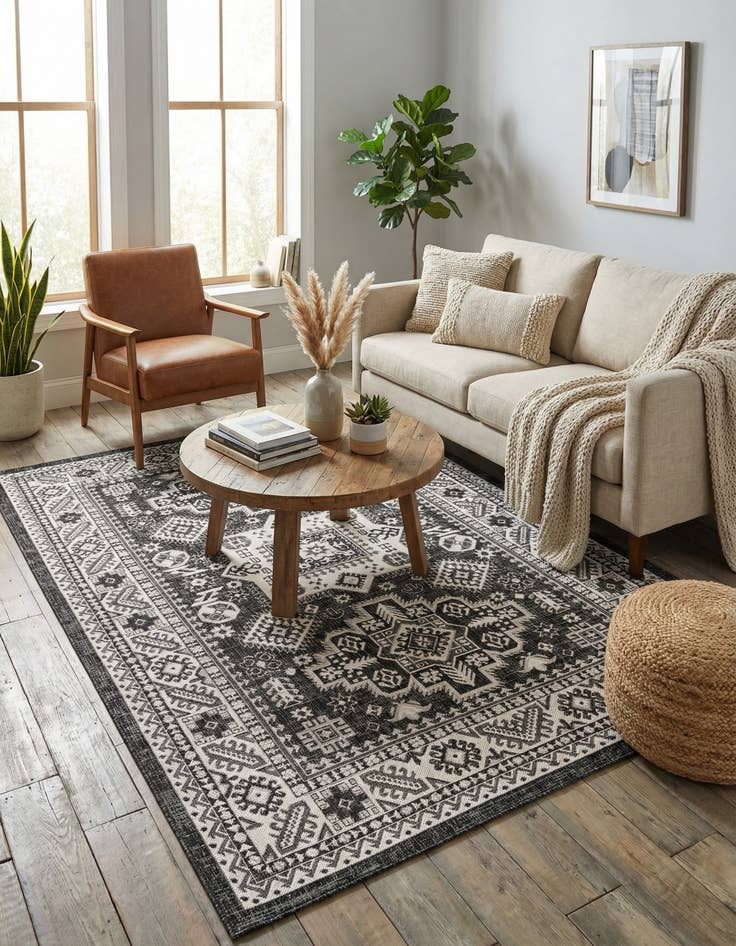 Detail image of 6' x 9'  Washable Aztec Indoor / Outdoor Rug