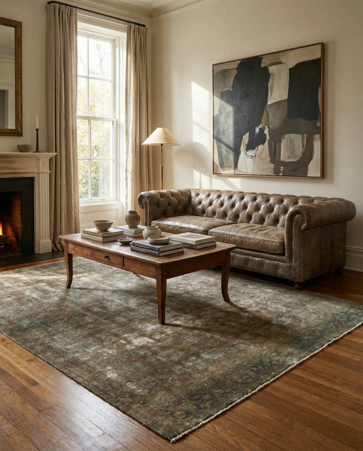 Detail image of 6' 9 x 8' 9 Hand Knotted Ultra Vintage Persian Wool Rug