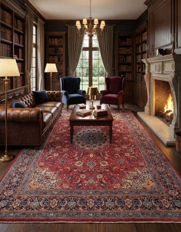 9' 10 x 13' 2 Hand Knotted Sarough Persian Wool Rug