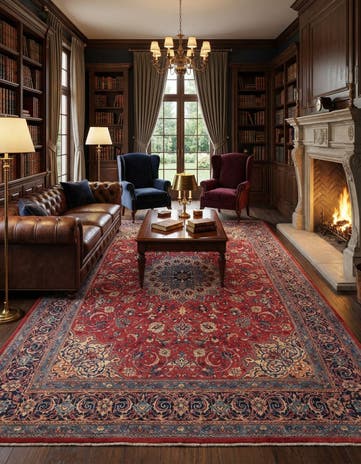 9' 10 x 13' 2 Hand Knotted Sarough Persian Wool Rug