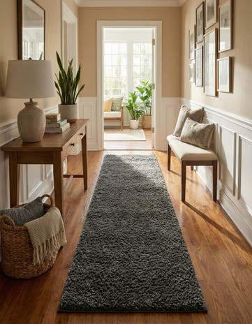 2' 7 x 10' Solid Shag Runner Rug