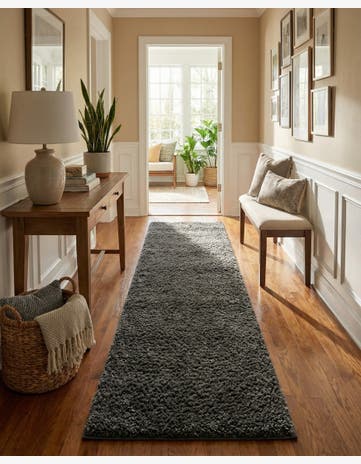 Graphite Gray Solid Shag Runner Rug